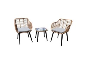 Tuinmeubelset - 60x66x80cm - rattan - bruin zwart