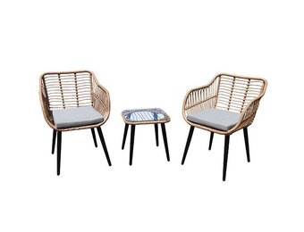 Tuinmeubelset - 60x66x80cm - rattan - bruin zwart