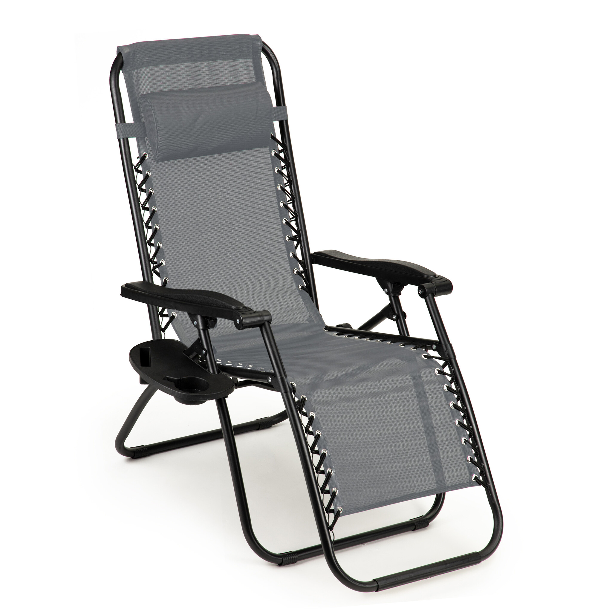 Ligstoel tuin - 90x119cm - verstelbaar - grijs