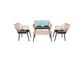 Tuinmeubelset - 122x67x87 cm - duurzaam rattan - zwart