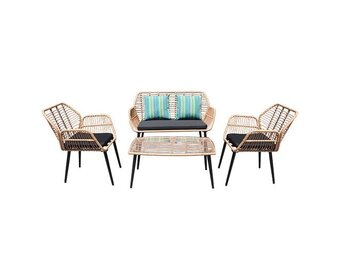 Tuinmeubelset - 122x67x87 cm - duurzaam rattan - zwart