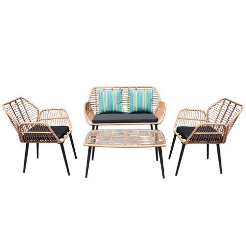 Tuinmeubelset - 122x67x87 cm - duurzaam rattan - zwart