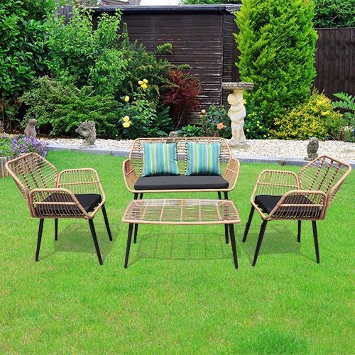 Tuinmeubelset - 122x67x87 cm - duurzaam rattan - zwart