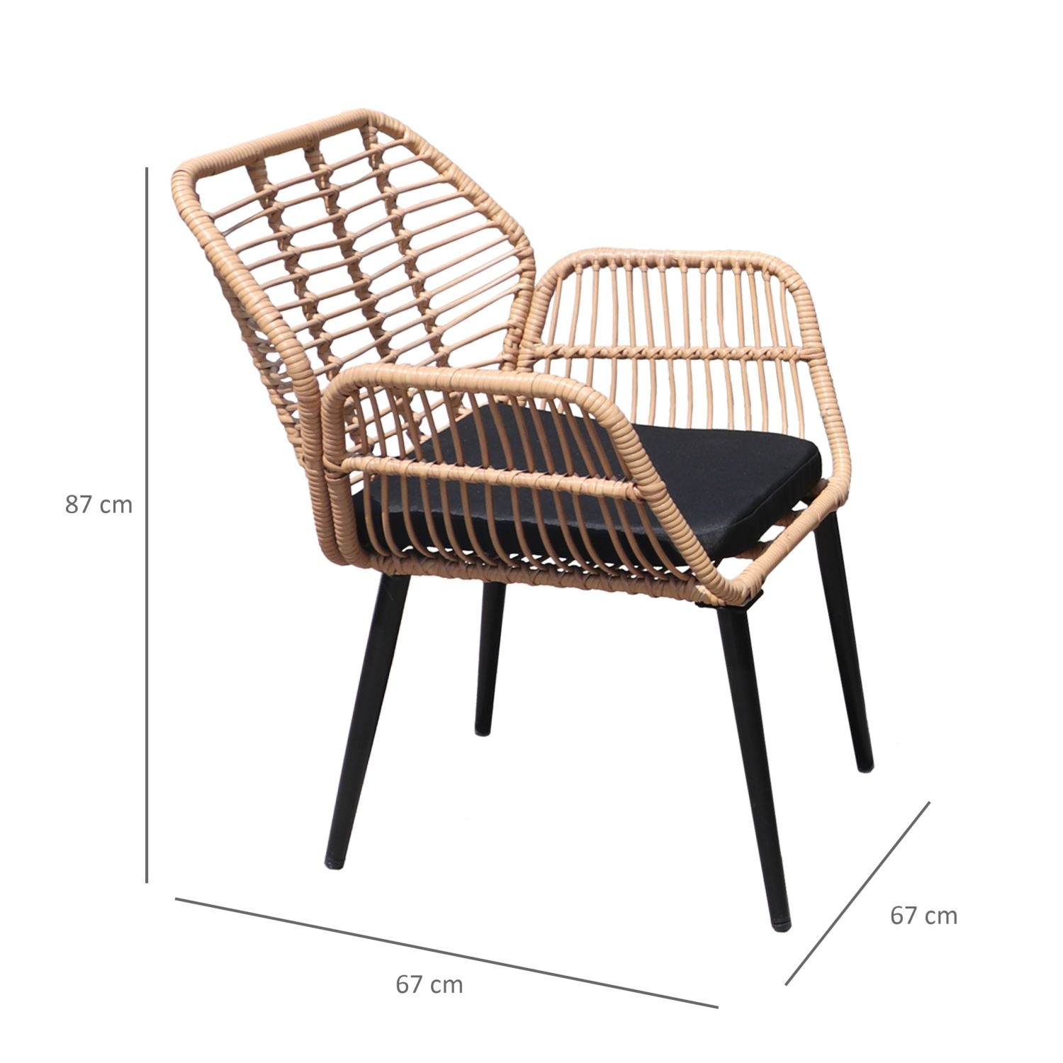 Tuinmeubelset - 122x67x87 cm - duurzaam rattan - zwart