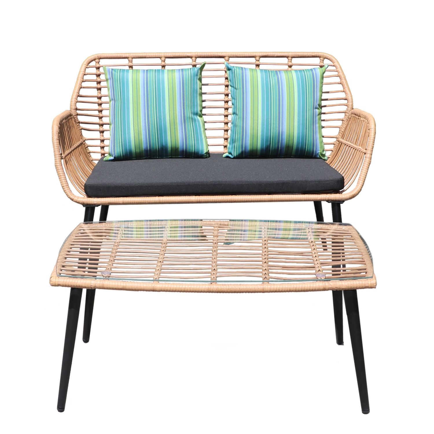 Tuinmeubelset - 122x67x87 cm - duurzaam rattan - zwart