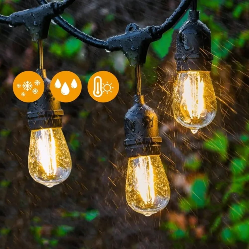 Lichtsnoer buiten - prikkabel - 10m - 10 lampen - warm wit