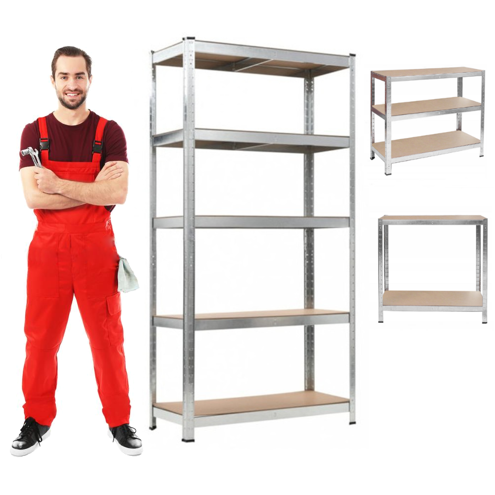 Stellingkast - opbergrek - 180x90x40 cm - 5 schappen - zilver