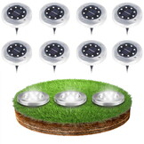 Grondspots buiten - solar - 8 stuks - 13x11,5cm - rvs