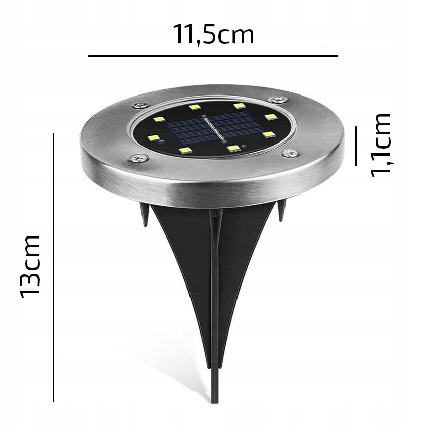 Grondspots buiten - solar - 8 stuks - 13x11,5cm - rvs