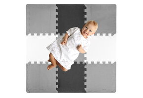 Speelmat baby - foam - puzzelmat - 118x118cm - zwart wit grijs