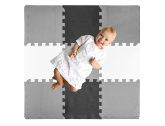 Speelmat baby - foam - puzzelmat - 118x118cm - zwart wit grijs