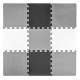 Speelmat baby - foam - puzzelmat - 118x118cm - zwart wit grijs