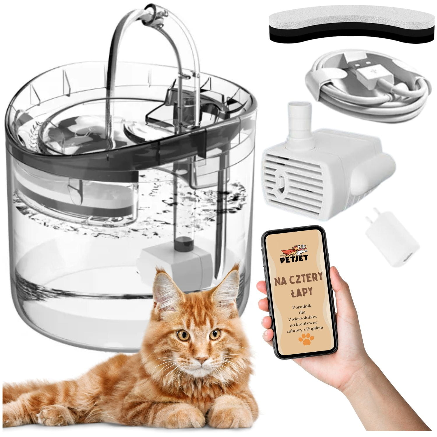 Drinkfontein kat - waterfontein - Ø16 cm - 1.8L - transparant