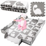 Speelmat baby - foam - puzzelmat - 145x145cm - grijs, wit