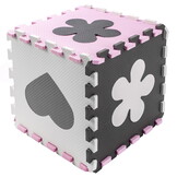 Speelmat baby - foam - puzzelmat - 145x145cm - grijs, roze, wit