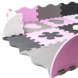 Speelmat baby - foam - puzzelmat - 145x145cm - grijs, roze, wit