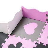 Speelmat baby - foam - puzzelmat - 145x145cm - grijs, roze, wit
