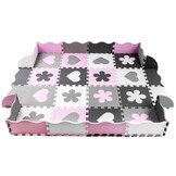 Speelmat baby - foam - puzzelmat - 145x145cm - grijs, roze, wit