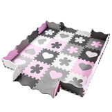 Speelmat baby - foam - puzzelmat - 145x145cm - grijs, roze, wit