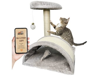 Krabpaal kat - met plateau en speeltjes - 40x37x50 cm - grijs