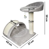 Krabpaal kat - met plateau en speeltjes - 40x37x50 cm - grijs