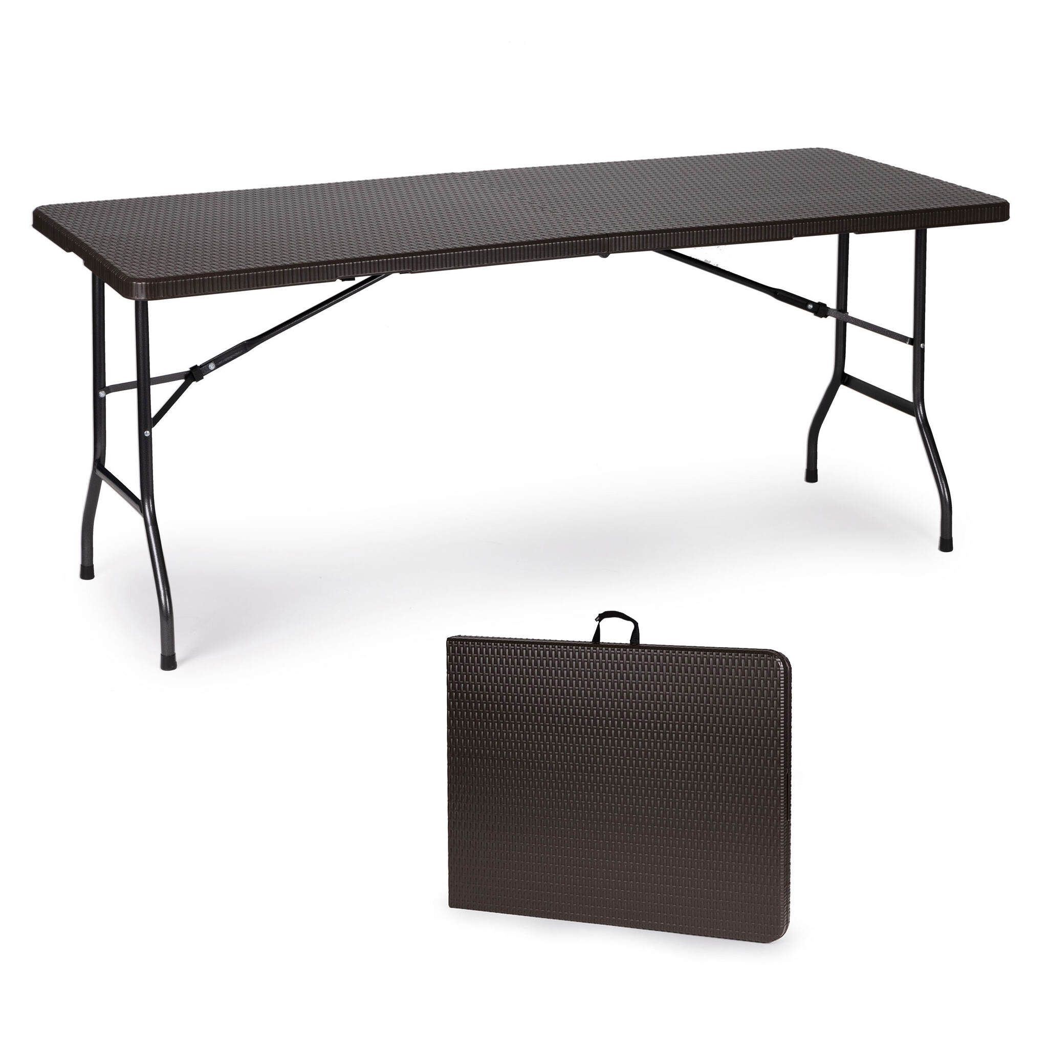 Klaptafel - 179x74x74 cm - rotanpatroon - bruin