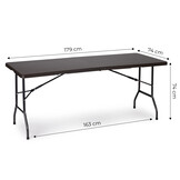 Klaptafel - 179x74x74 cm - rotanpatroon - bruin