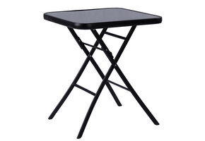 Tuintafel - glazen klaptafel - vierkant - 60x60x70 cm - zwart