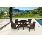 Tuinset - 4 personen - met vierkante tuintafel - bruin