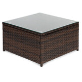 Loungeset tuin - polyrattan - hoekbank en tafel - bruin, wit