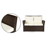 Loungeset tuin - 4 persoons - polyrattan - bruin, wit