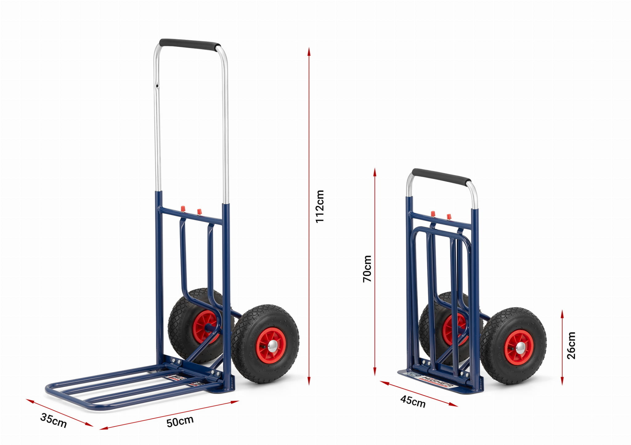 Steekwagen - steekkar - opvouwbaar - tot 150 kg - blauw