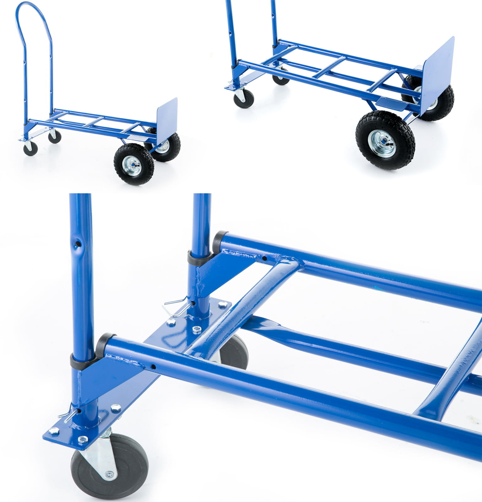 Steekwagen - Transportwagen - tot 250 kg - luchtbanden - blauw