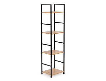 Boekenkast - 113 cm - 4 planken - zwart & houtkleur