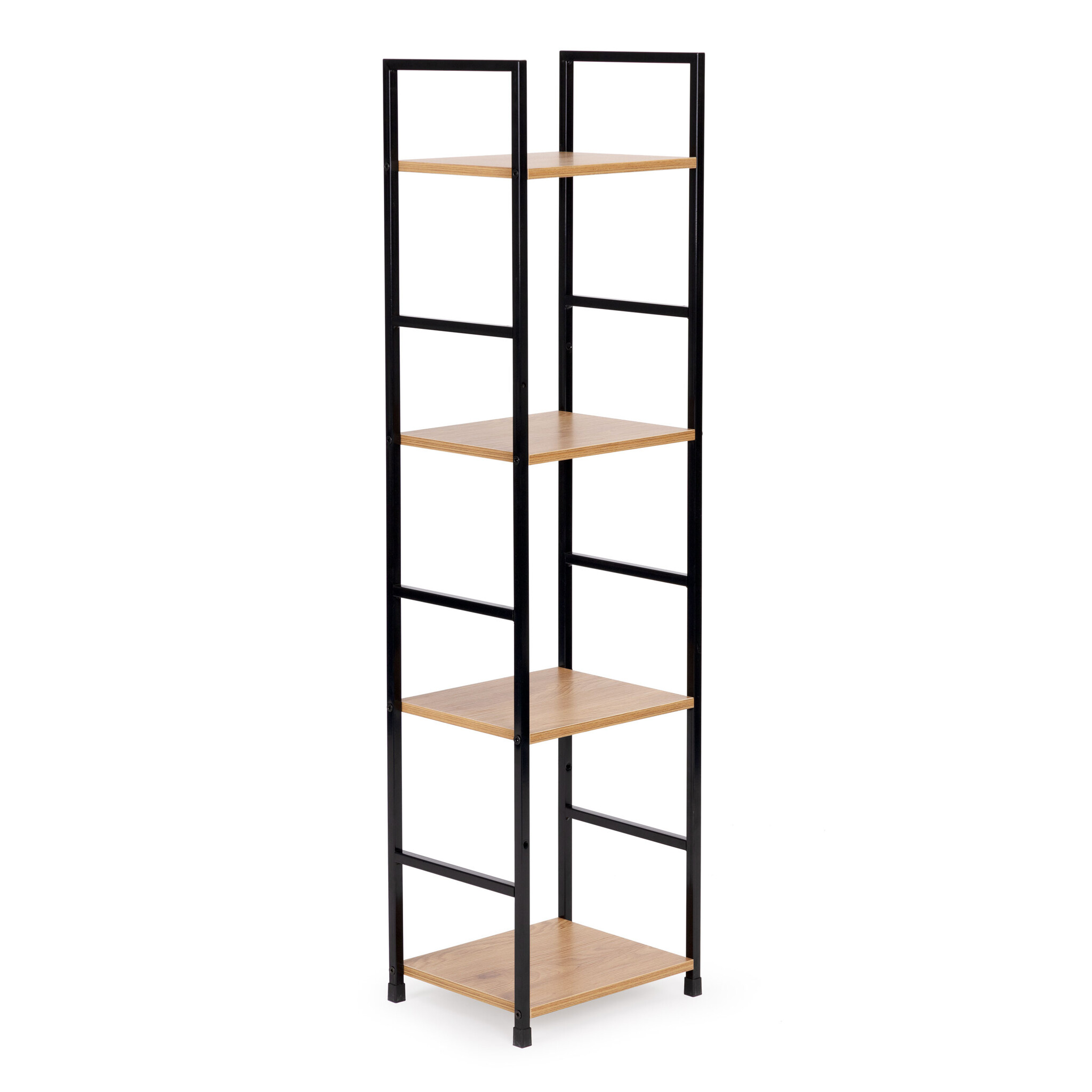Boekenkast - 113 cm - 4 planken - zwart & houtkleur