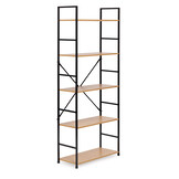 Boekenkast - 144x58,5x23,5 cm - 5 schappen - lichtbruin & zwart