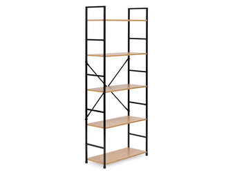 Boekenkast - 144x58,5x23,5 cm - 5 schappen - lichtbruin & zwart