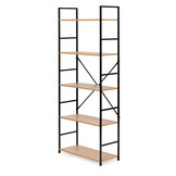 Boekenkast - 144x58,5x23,5 cm - 5 schappen - lichtbruin & zwart