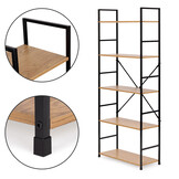 Boekenkast - 144x58,5x23,5 cm - 5 schappen - lichtbruin & zwart