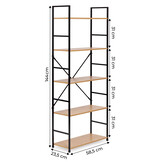 Boekenkast - 144x58,5x23,5 cm - 5 schappen - lichtbruin & zwart