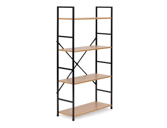 Boekenkast - 113x58.5x23.5cm - 4 planken - zwart & houtkleur