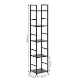 Boekenkast - 144,5x23,5x29 cm - 5 schappen - bruin