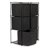 Opbergkast - 69x35x101cm - 6 manden - grijs