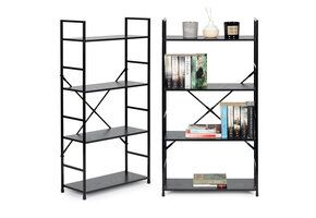 Boekenkast - 113x23,5x58,5 cm - 4 planken - zwart