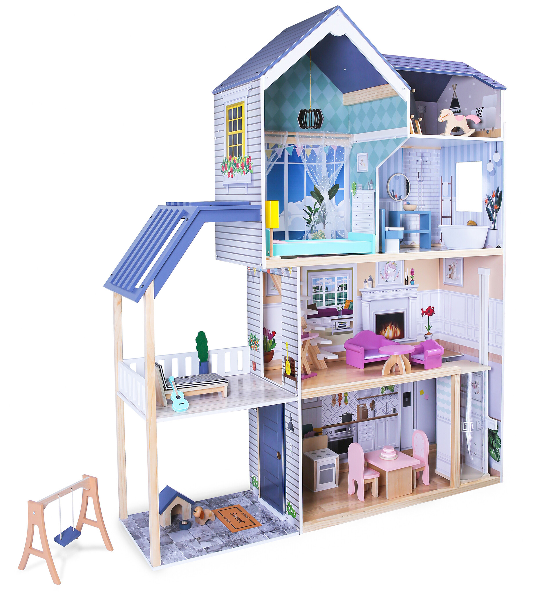 Poppenhuis Maya - XXL - 28 meubels - Ecotoys