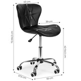 Bureaustoel - in hoogte verstelbaar - 72-84,5 cm - zwart