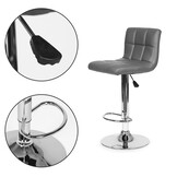 Barkruk met rugleuning - 37x32 cm - Verstelbaar - Grijs