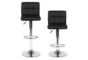 Barkruk met rugleuning - 37x32 cm - Eco-leer - zwart