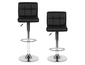 Barkruk met rugleuning - 37x32 cm - Eco-leer - zwart