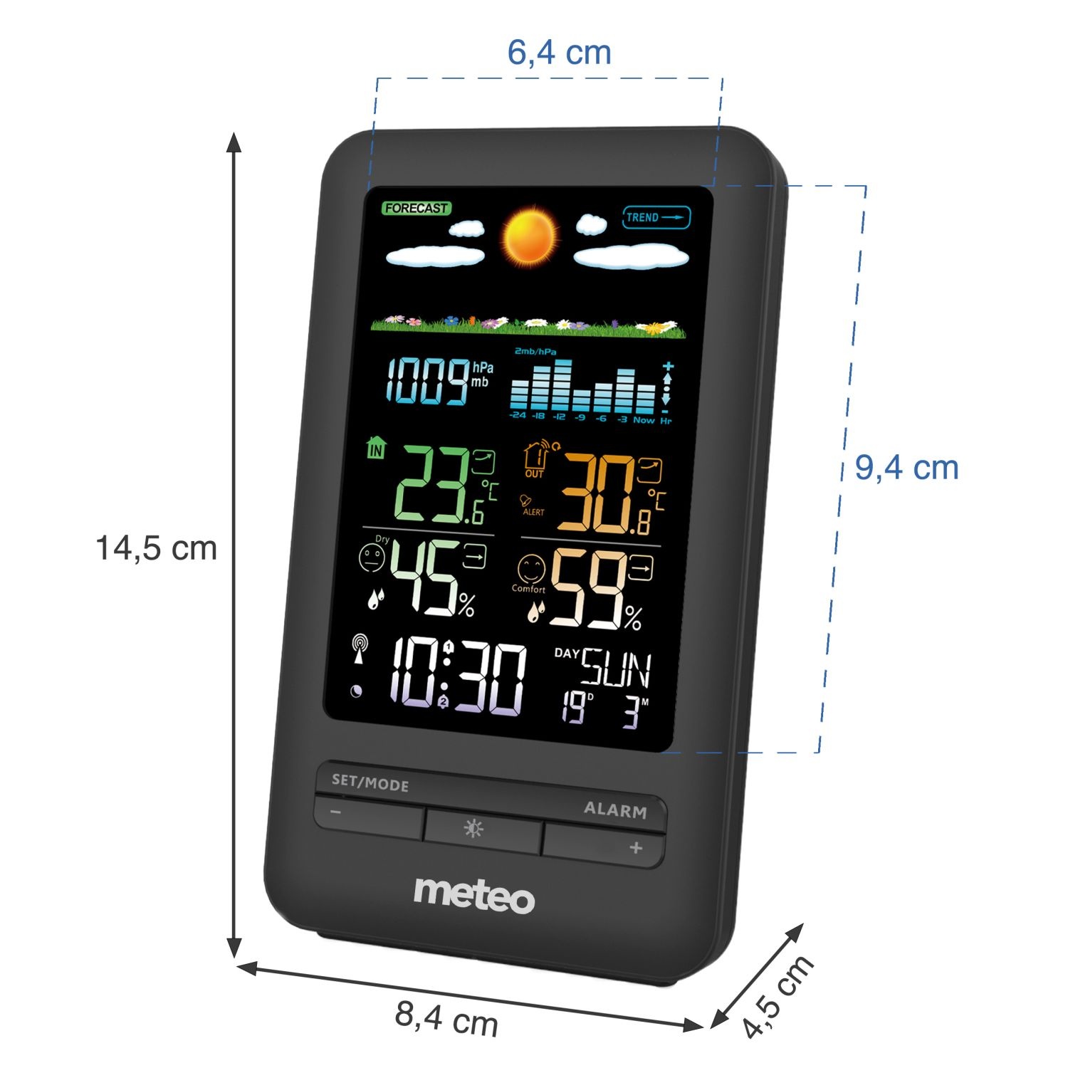 Weerstation METEO SP103 - 8,4x14,5x4,5cm - DCF- systeem - zwart